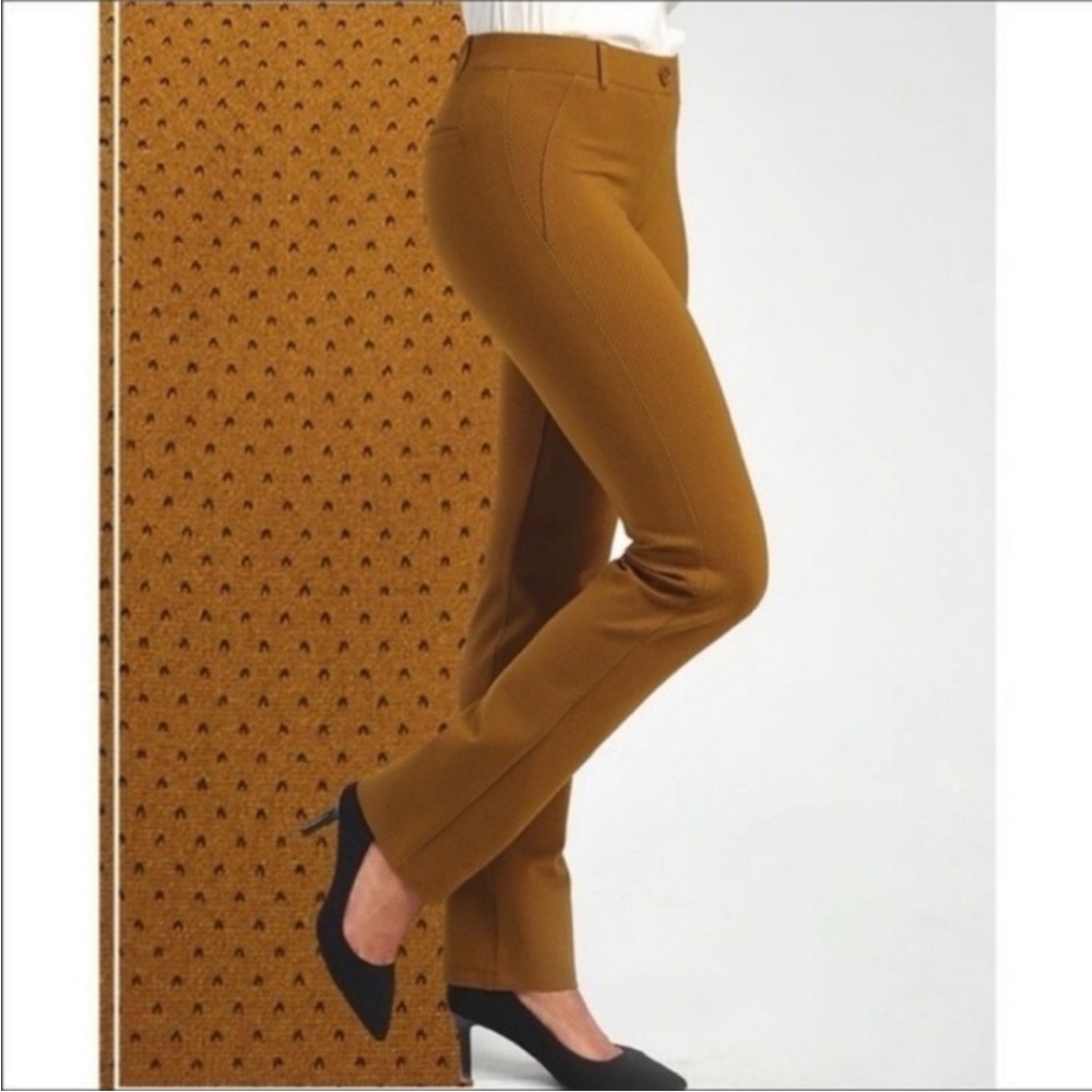 Betabrand Classic Dress Pant Boot Cut in a light brown small dot - Size MP